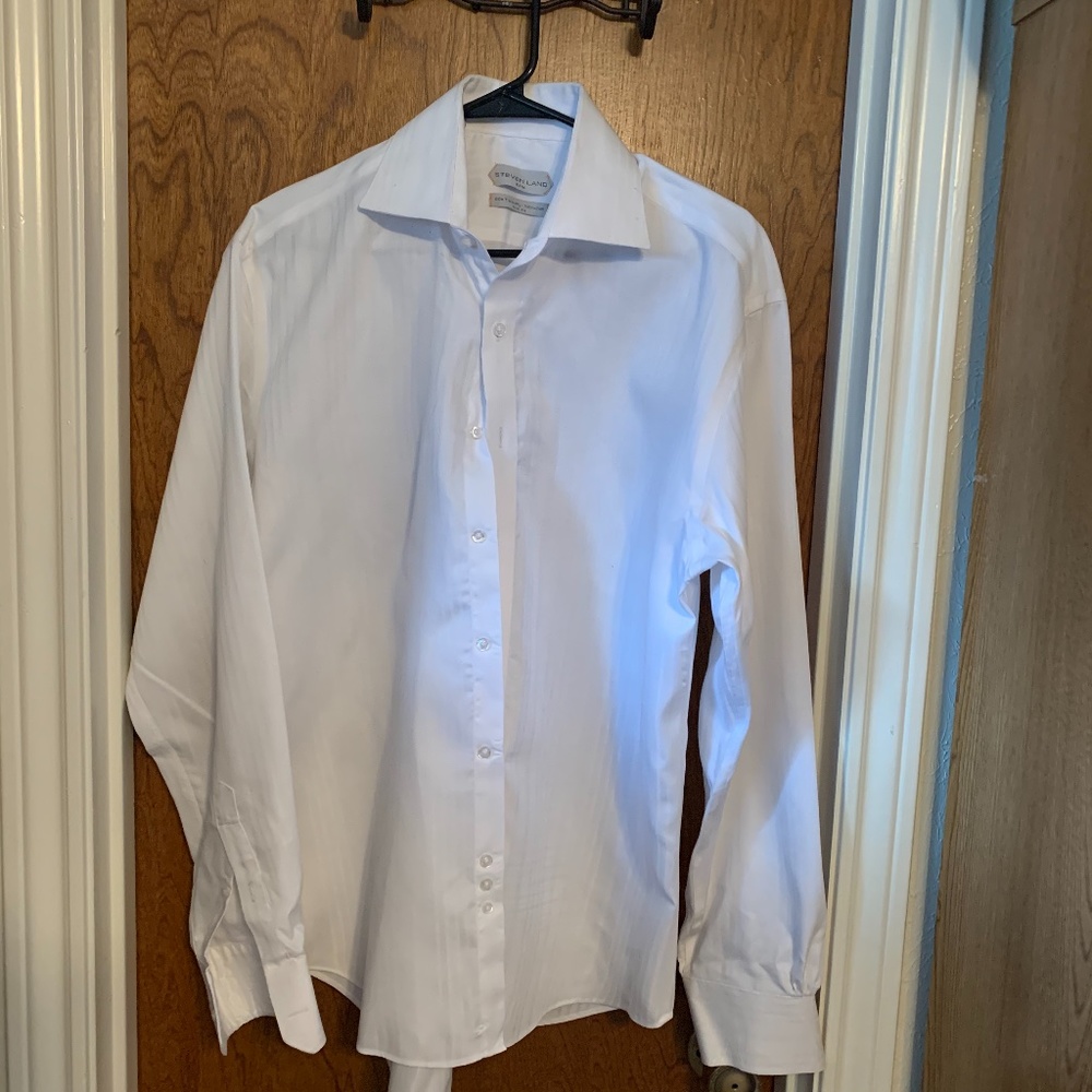 Steve Land Mens White Dress Shirt